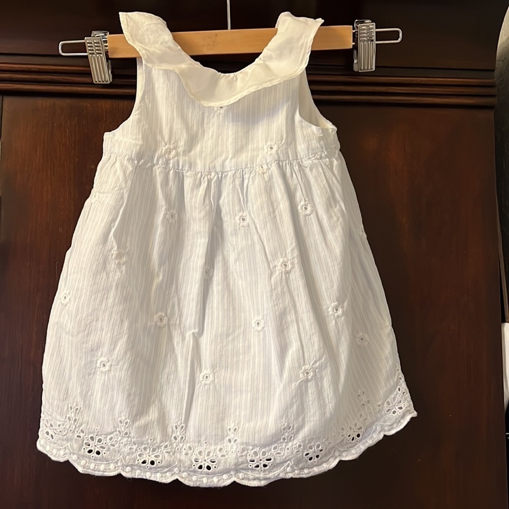 Janie and Jack blue pinstripe sundress with ruffle collar